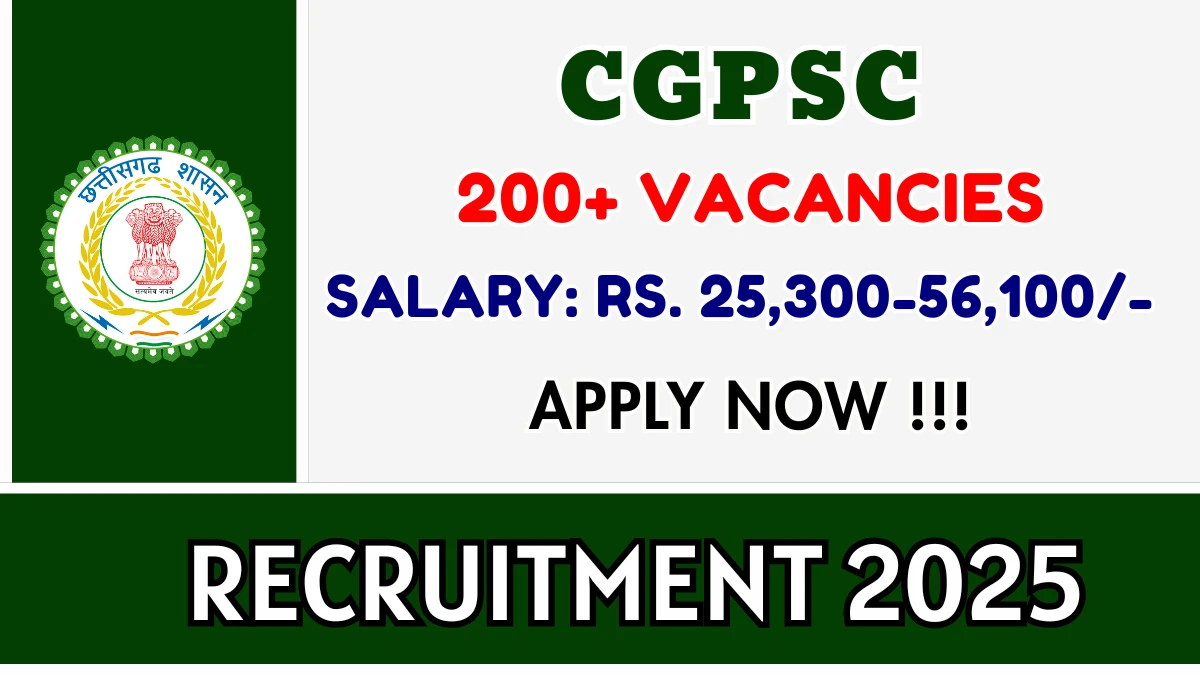 CGPSC Labour Officer, Assistant Jailor and More Recruitment 2025: Apply for 238 Posts