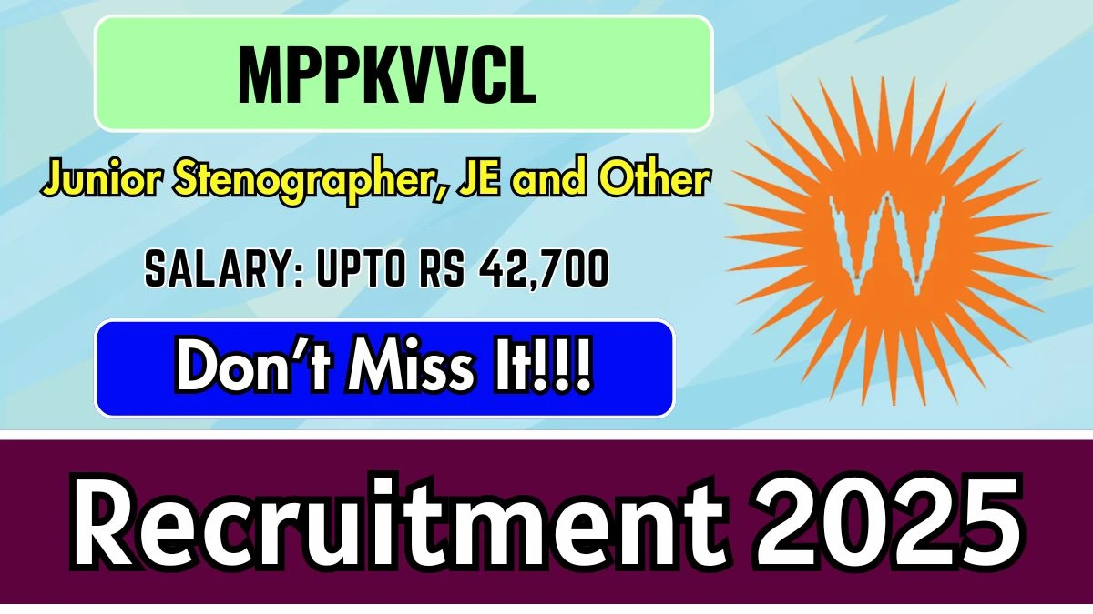 MPPKVVCL Junior Stenographer, Junior Engineer and Other Recruitment 2025: Apply for 4009 Posts