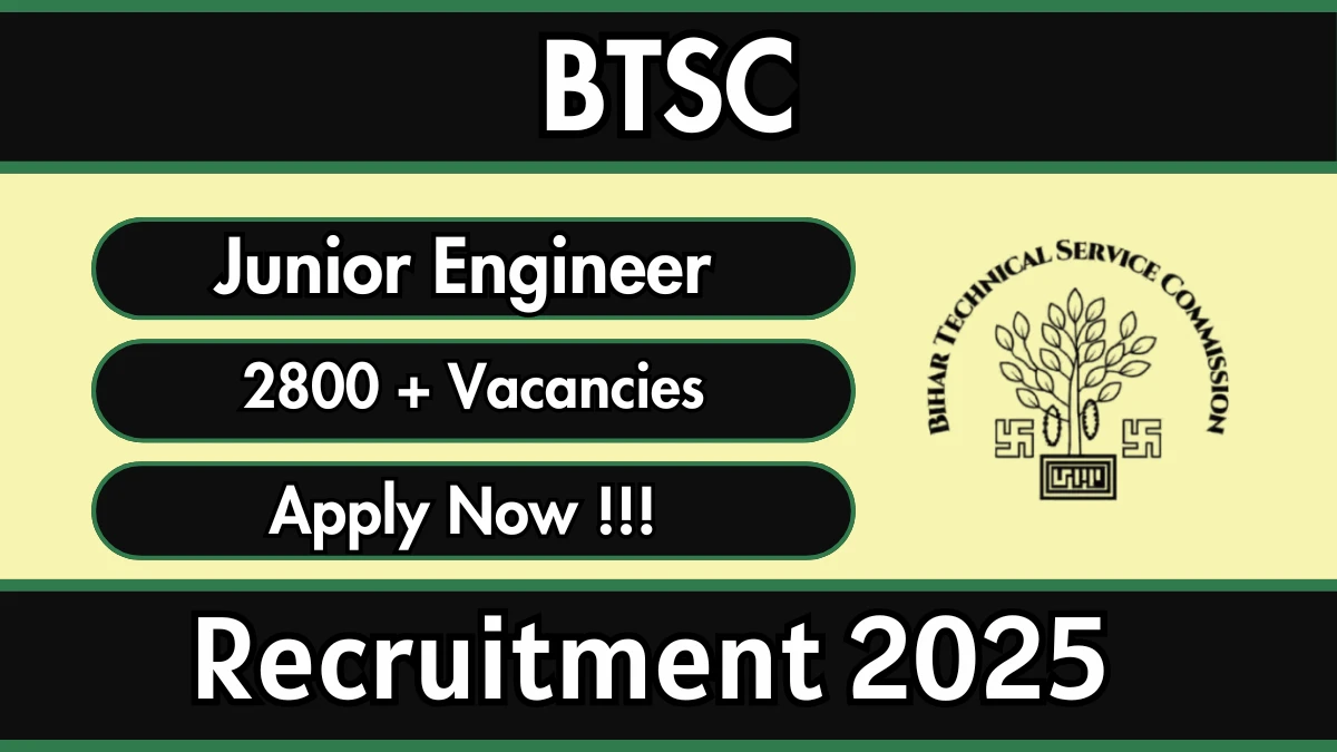 BTSC Junior Engineer Recruitment 2025: Apply for 2809 Posts