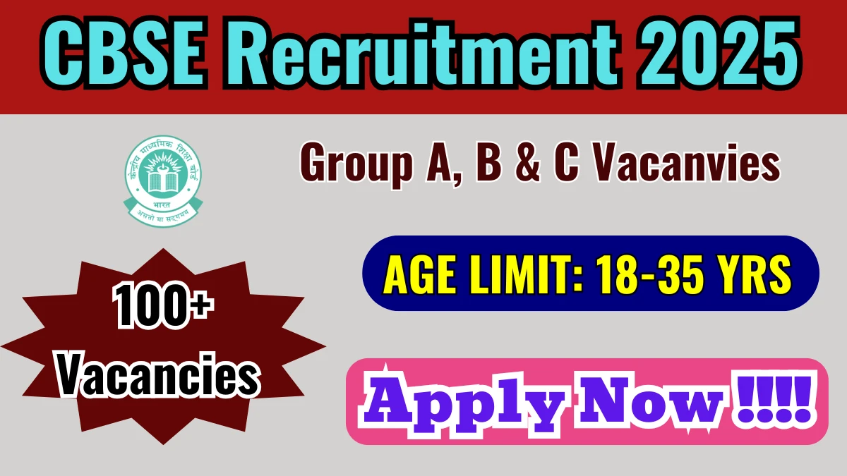 CBSE Group A, B & C Recruitment 2025: Apply for 124 Posts