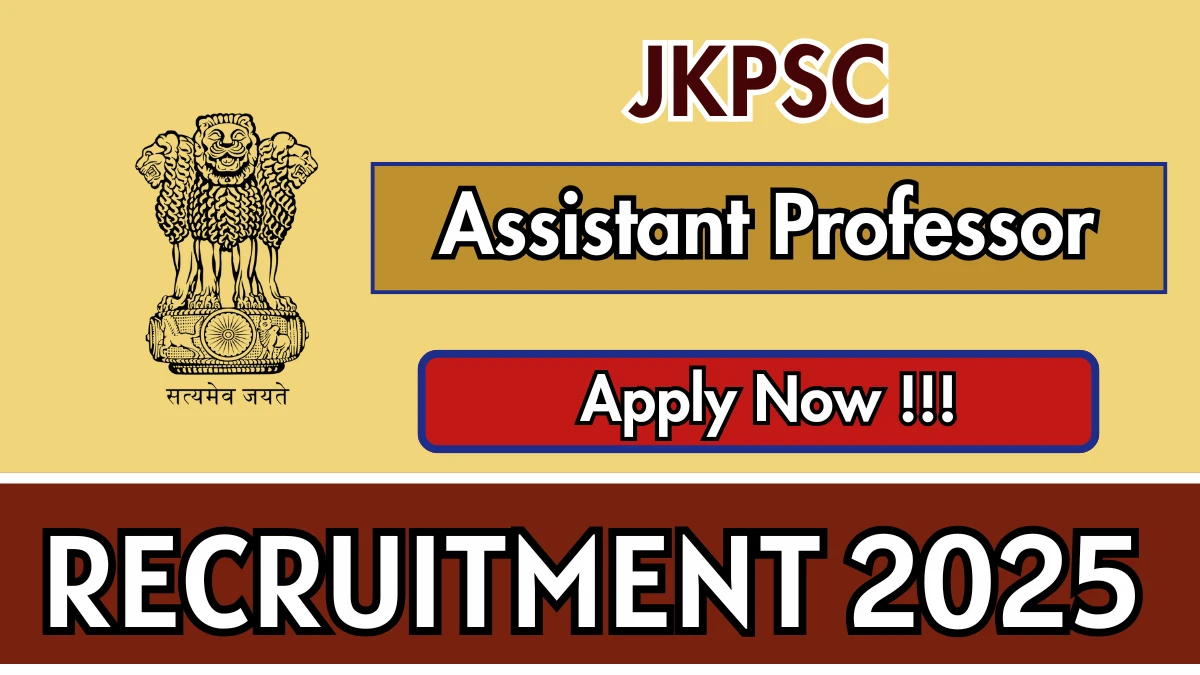 JKPSC Assistant Professor Recruitment 2025: Apply for 65 Posts