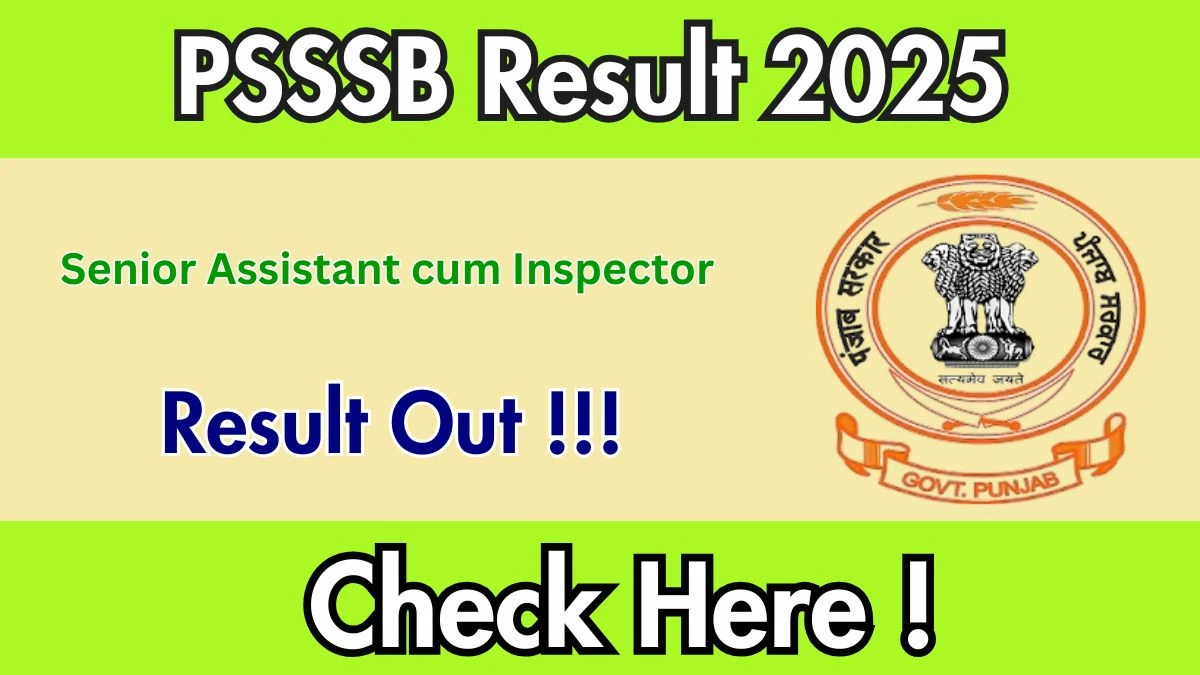 PSSSB 06/23 SA-cum-Inspector Result 2025 OUT at sssb.punjab.gov.in - Download Link Here
