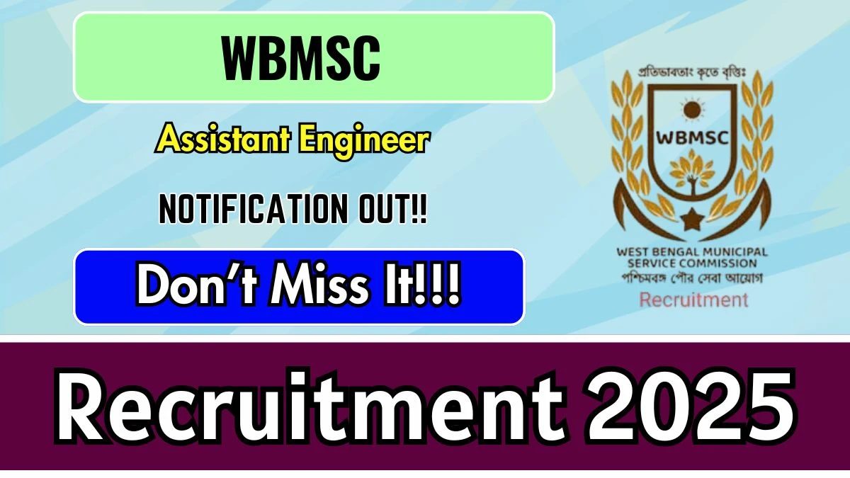 WBMSC Assistant Engineer Recruitment 2025: Apply for 82 Posts