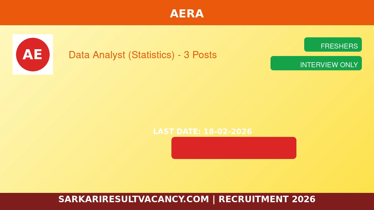 AERA Data Analyst Statistics Recruitment 2026 - 3 Posts