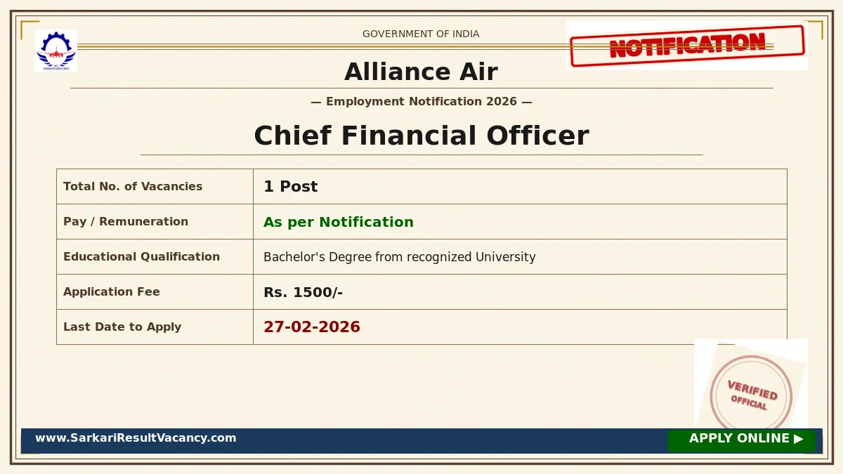 Alliance Air CFO Recruitment 2026