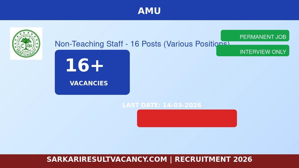 AMU Aligarh Muslim University Recruitment 2026 - 16 Non-Teaching Staff Posts