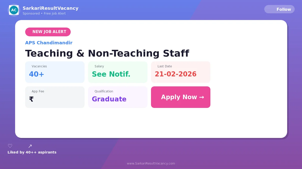 APS Chandimandir Recruitment 2026