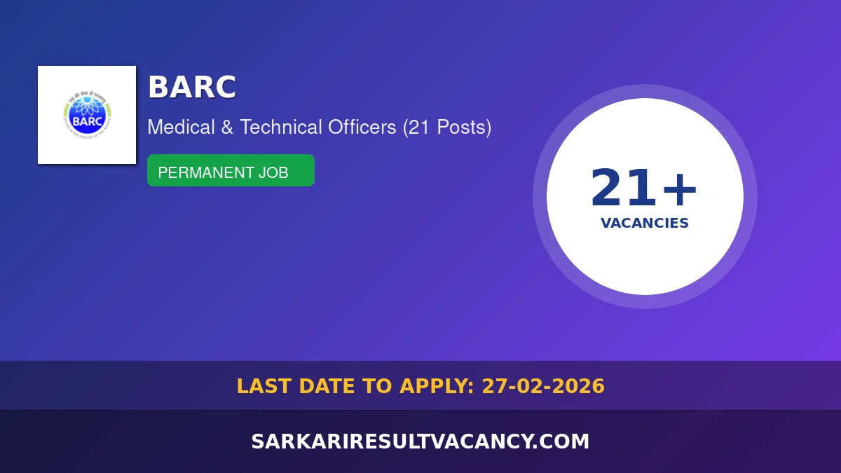 BARC Recruitment 2026 - 21 Medical & Technical Officer Posts