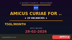 District Court Mahasamund Recruitment 2026 - Apply Offline for 20 Amicus Curiae (Nyayamitra) Posts District Court Mahasamund Recruitment 2026 - Apply Offline for 20 Amicus Curiae (Nyayamitra) Posts