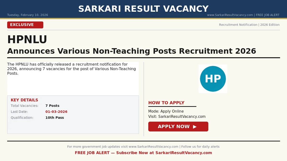 HPNLU Recruitment 2026