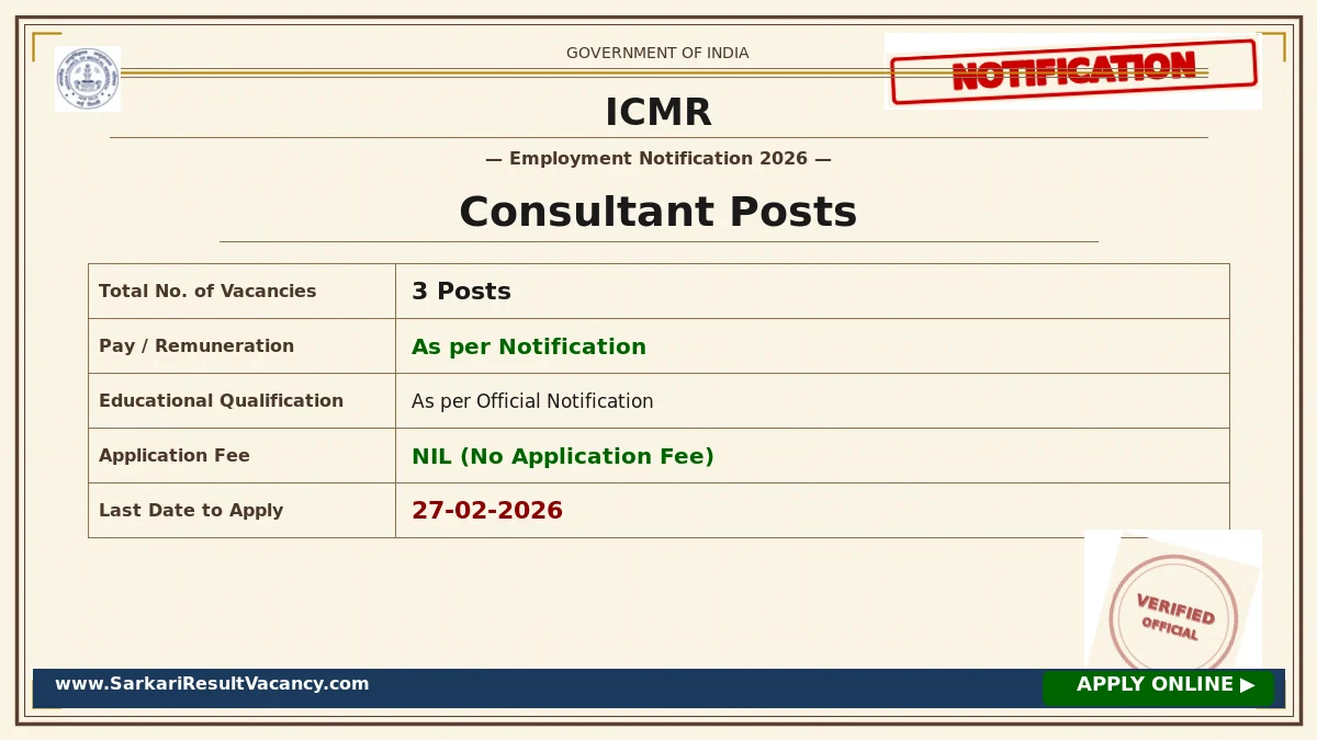 ICMR Consultant Recruitment 2026