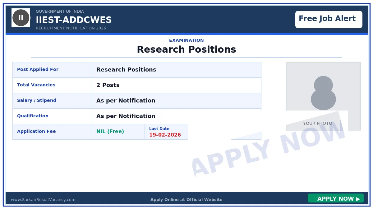 IIEST Shibpur ADDCWES Recruitment 2026