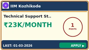 IIM Kozhikode Technical Support Staff (MEP Maintenance) Recruitment 2026 - Apply Online IIM Kozhikode Technical Support Staff (MEP Maintenance) Recruitment 2026 - Apply Online