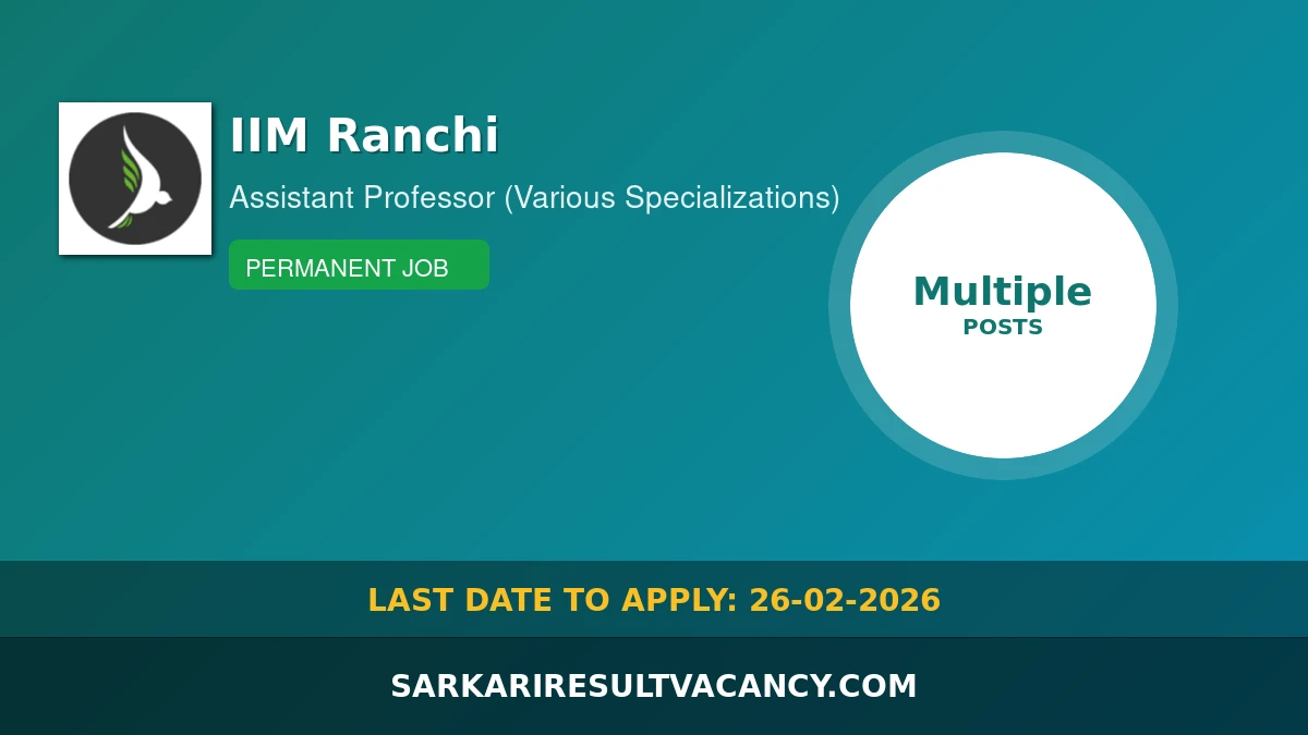 IIM Ranchi Assistant Professor Faculty Recruitment 2026