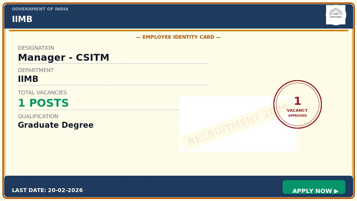 IIMB Recruitment 2026