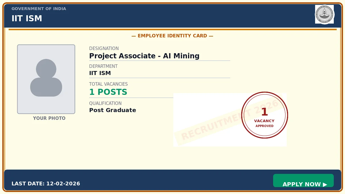 IIT ISM Project Associate Recruitment 2026