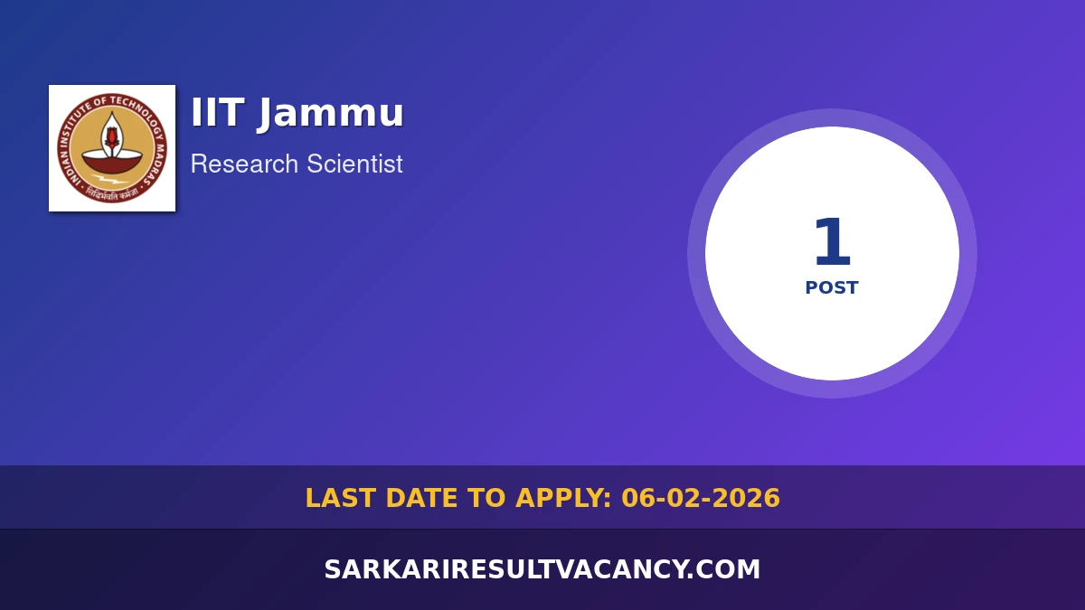 IIT Jammu Research Scientist Recruitment 2026