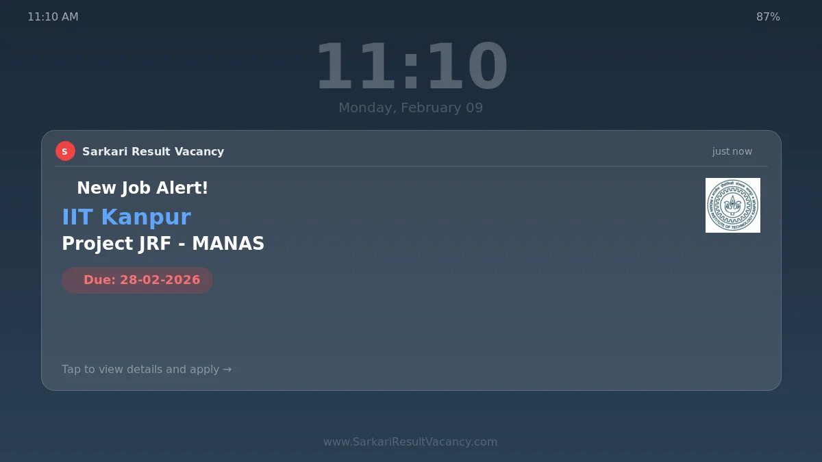 IIT Kanpur JRF MANAS Recruitment 2026