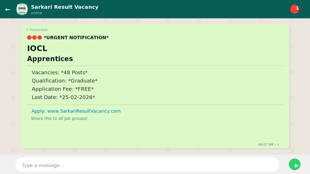 IOCL Apprentices Recruitment 2026