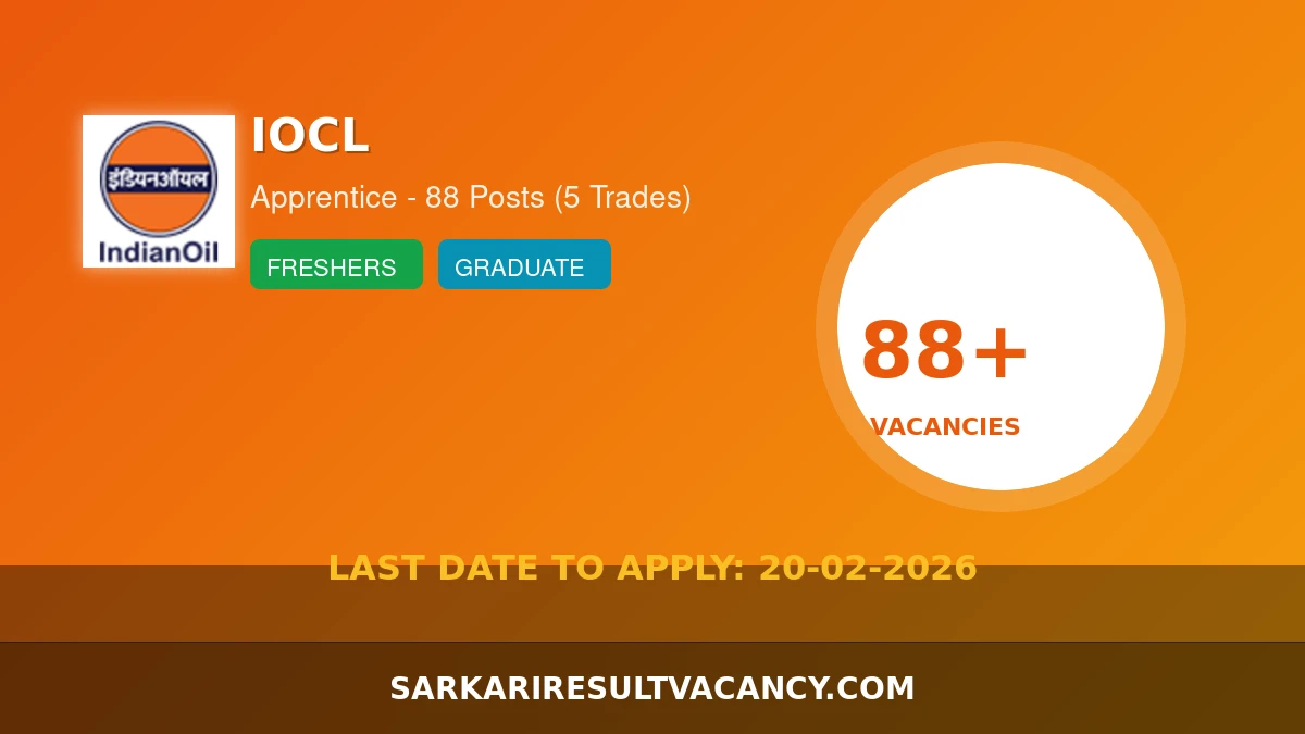 IOCL Bongaigaon Refinery Apprentice Recruitment 2026 - 88 Posts