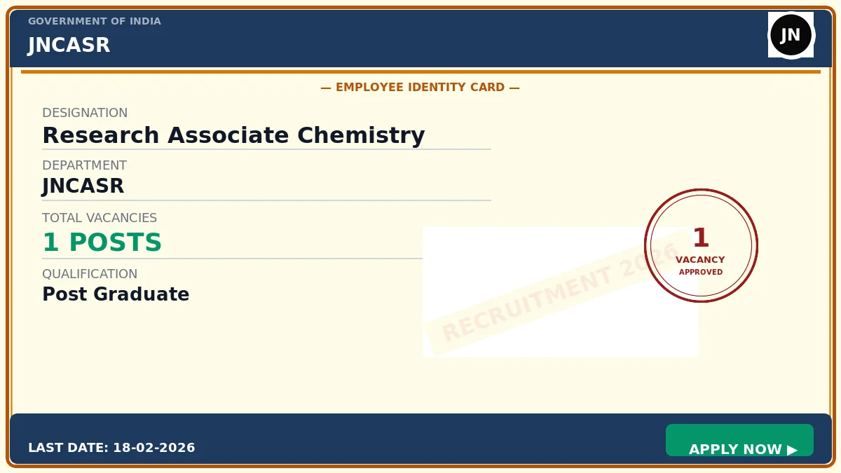 JNCASR Research Associate Chemistry Recruitment 2026