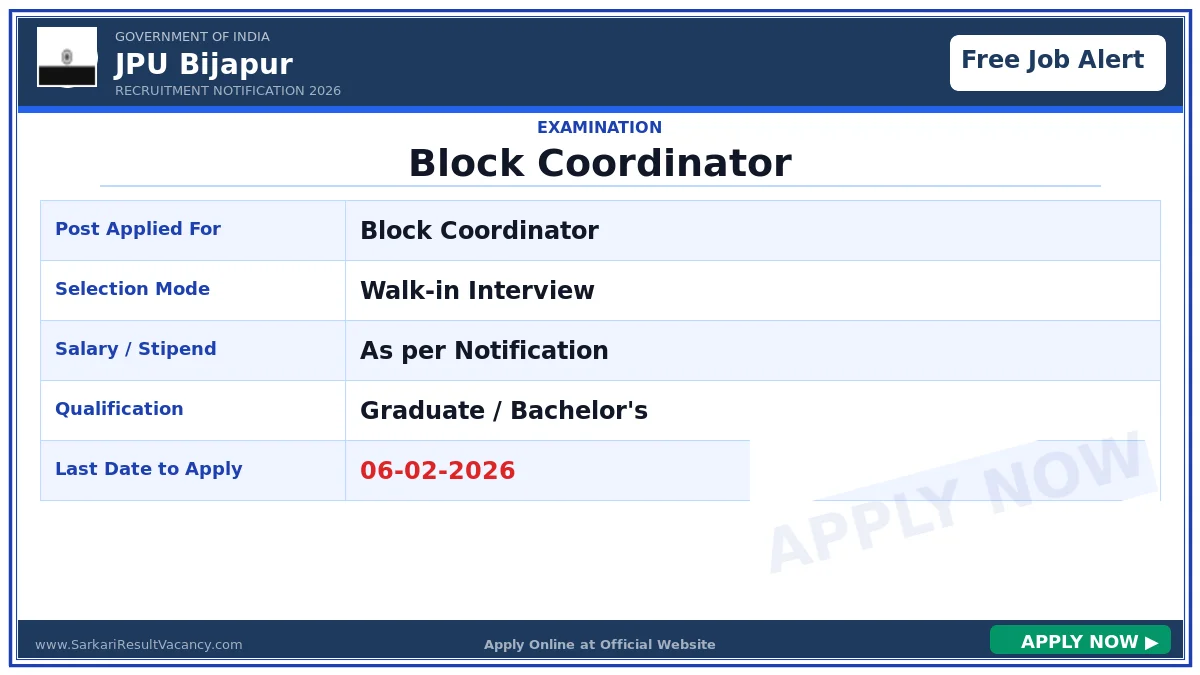 JPU Bijapur Recruitment 2026
