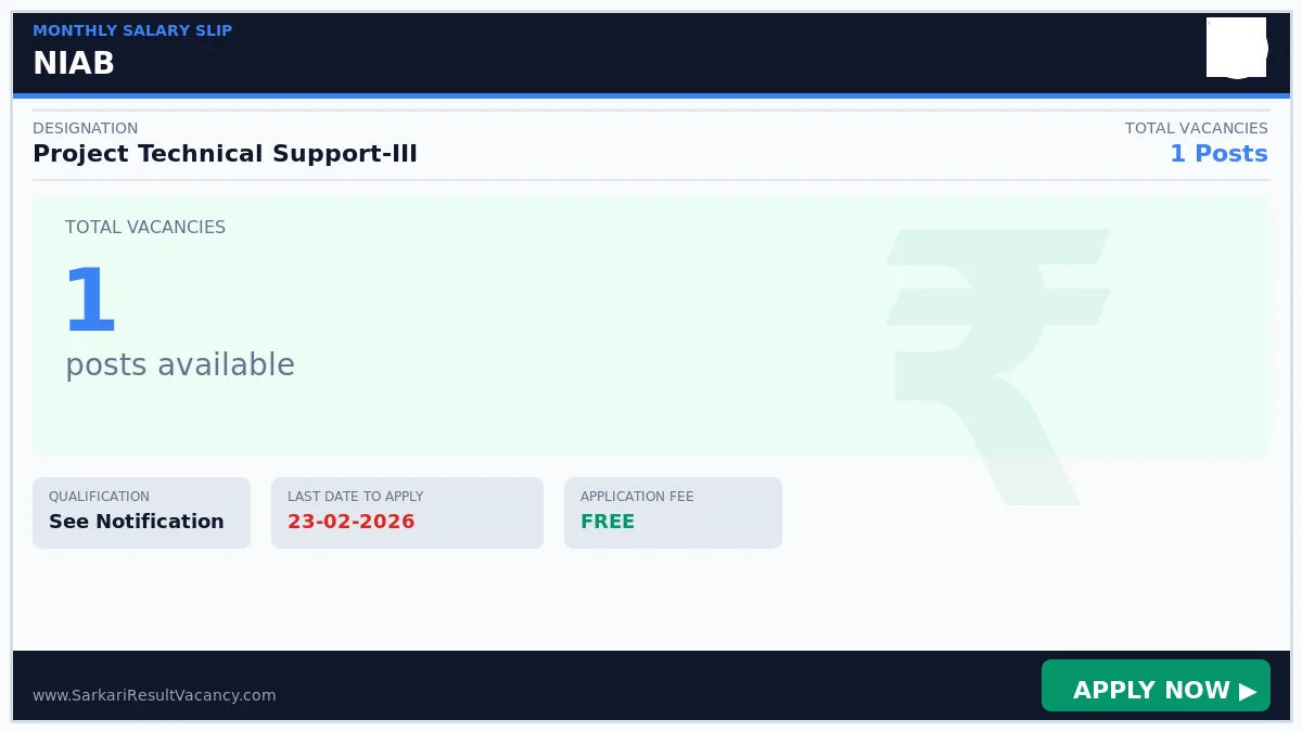 NIAB Recruitment 2026 - Project Technical Support