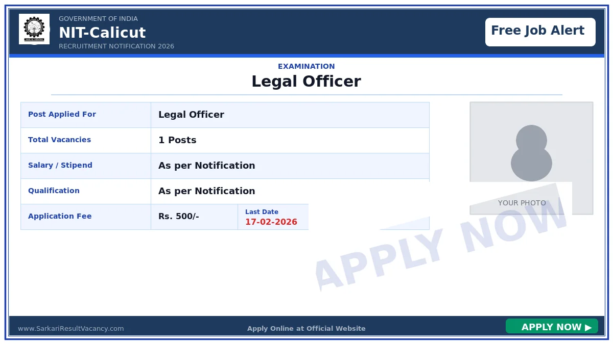 NIT Calicut Recruitment 2026 - Legal Officer