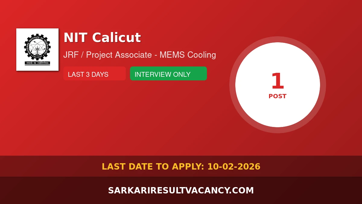 NIT Calicut Recruitment 2026 - JRF/PAI Position