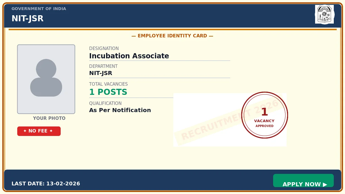 NIT Jamshedpur Incubation Associate Walk-in Interview 2026