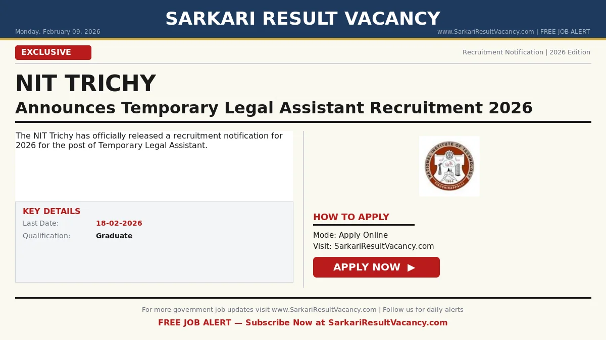 NIT Trichy Recruitment 2026