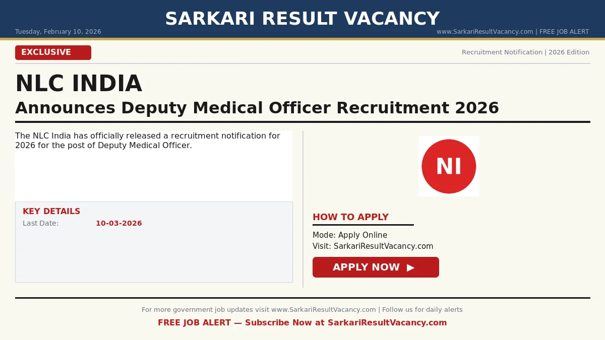 NLC India Recruitment 2026