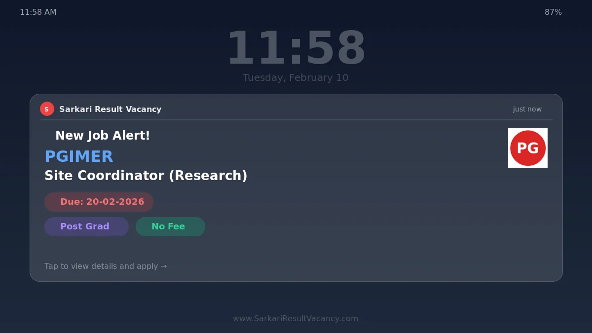 PGIMER Site Coordinator Recruitment 2026