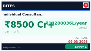 RITES Recruitment 2026 - Apply Online for Individual Consultant Posts RITES Recruitment 2026 - Apply Online for Individual Consultant Posts