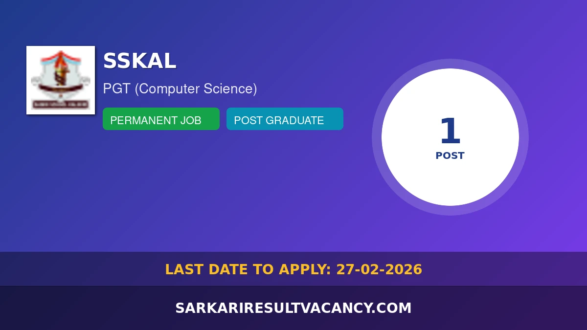Sainik School Kalikiri Recruitment 2026 - 1 PGT (Computer Science) Vacancy