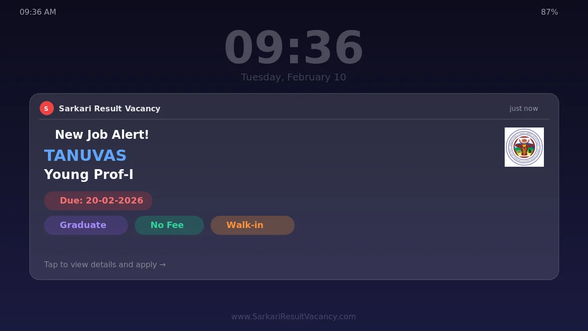 TANUVAS Young Professional-I Walk-in Interview 2026
