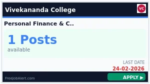 Vivekananda College Assistant Professor (Guest Faculty) Recruitment 2026 - Apply Online