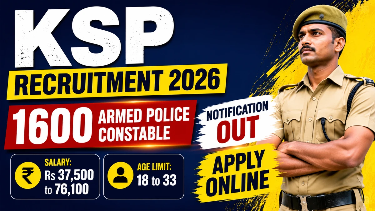 KSP Armed Police Constable Recruitment 2026: Apply for 1600 Posts
