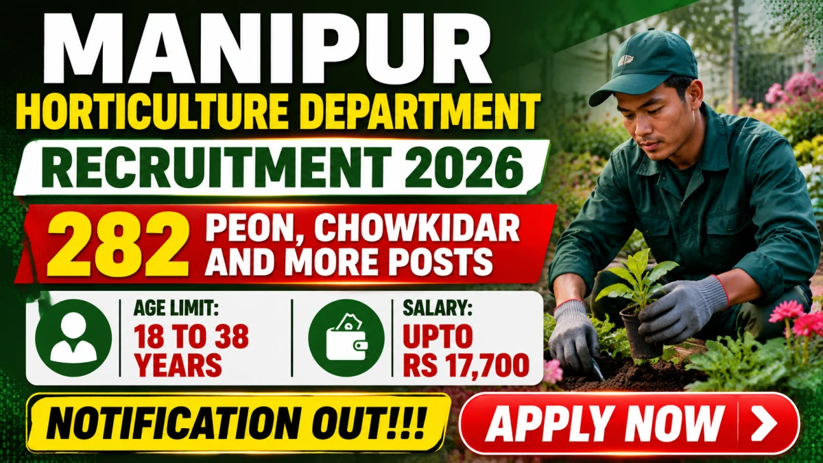 Manipur Horticulture Department Peon, Chowkidar and More Recruitment 2026: Apply for 282 Posts