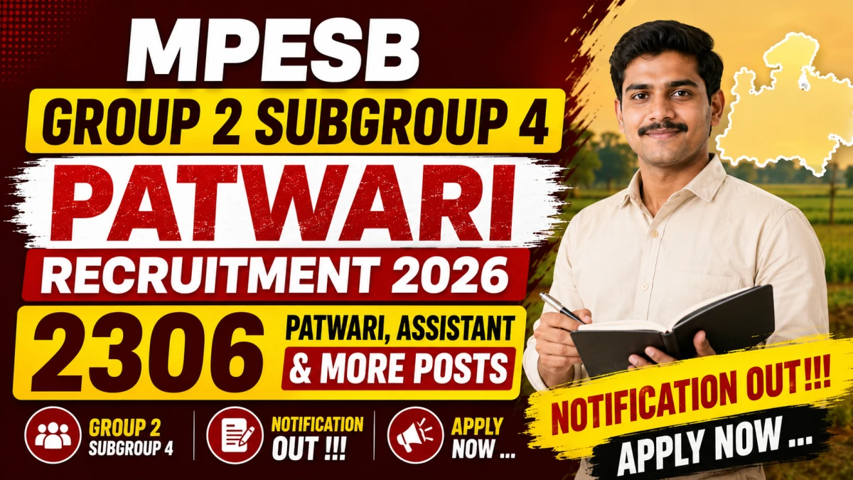 MPESB Patwari, Assistant and More Posts Recruitment 2026: Apply for 2306 Posts